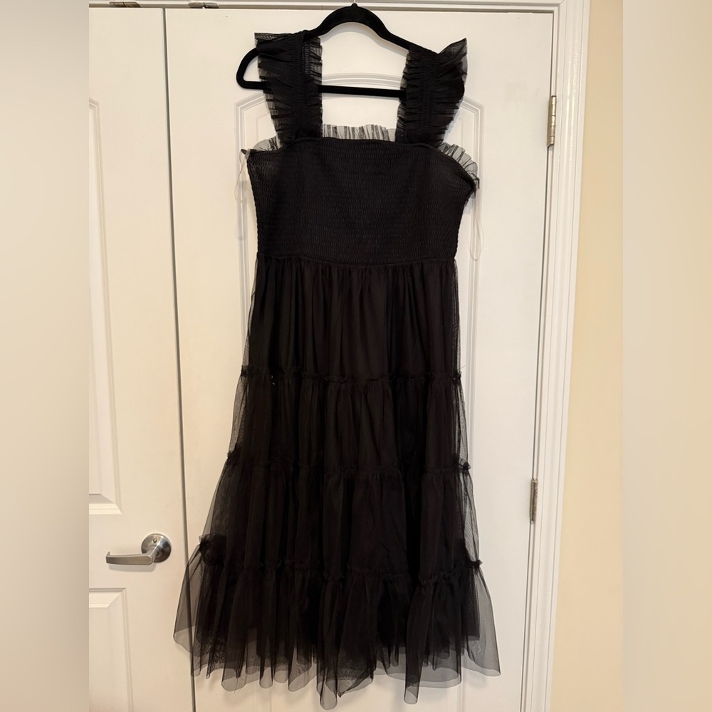 Black tulle tiered dress